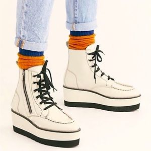 FREE PEOPLE Leather Maverick Platform Boots 37 6-6.5